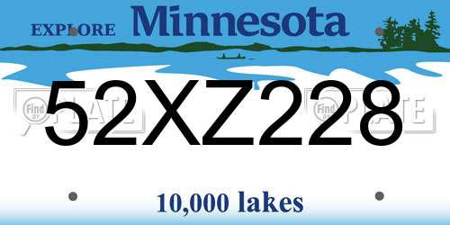 52XZ228 Minnesota License Plate