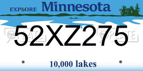 52XZ275 Minnesota License Plate