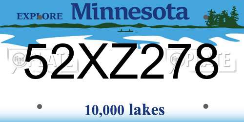 52XZ278 Minnesota License Plate