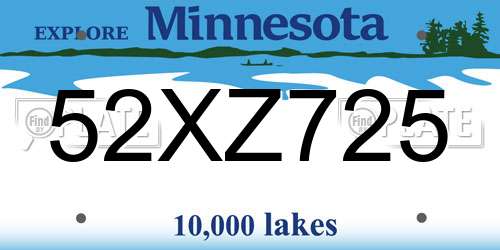 52XZ725 Minnesota License Plate