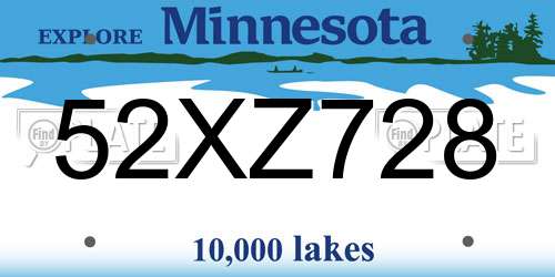 52XZ728 Minnesota License Plate