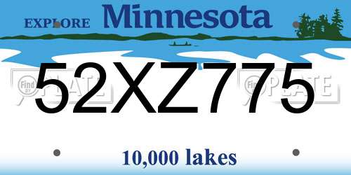 52XZ775 Minnesota License Plate