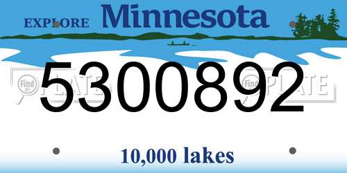 5300892 Minnesota License Plate