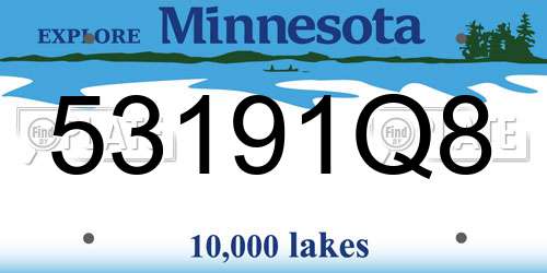 53191Q8 Minnesota License Plate