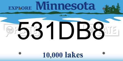 531DB8 Minnesota License Plate