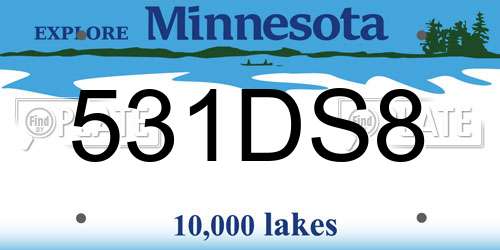 531DS8 Minnesota License Plate