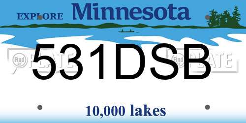 531DSB Minnesota License Plate