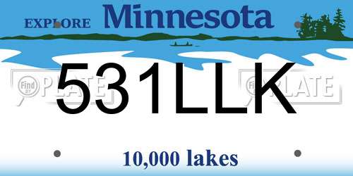 531LLK Minnesota License Plate