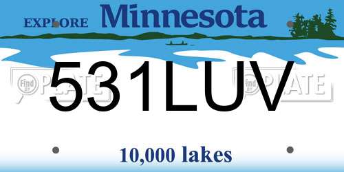 531LUV Minnesota License Plate