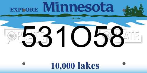 531O58 Minnesota License Plate