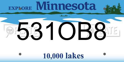 531OB8 Minnesota License Plate