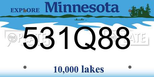 531Q88 Minnesota License Plate