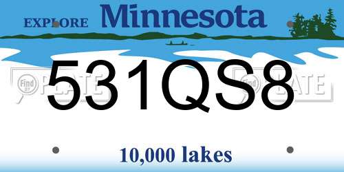 531QS8 Minnesota License Plate