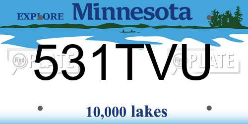 531TVU Minnesota License Plate