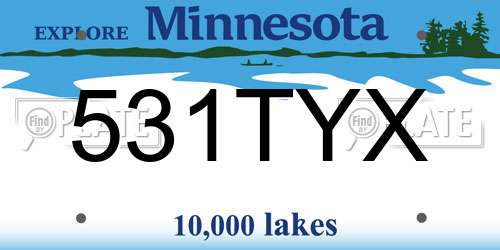 531TYX Minnesota License Plate