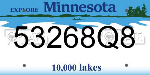 53268Q8 Minnesota License Plate