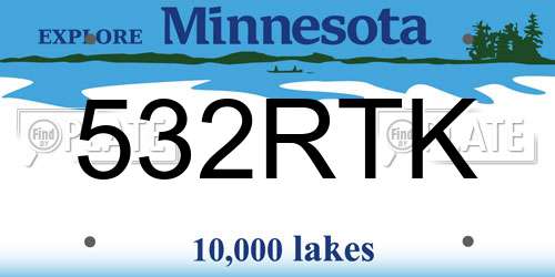 532RTK Minnesota License Plate