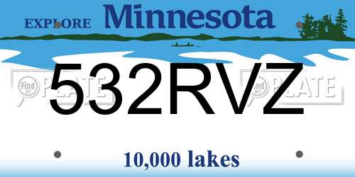 532RVZ Minnesota License Plate