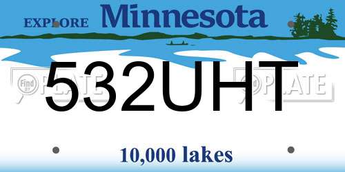 532UHT Minnesota License Plate