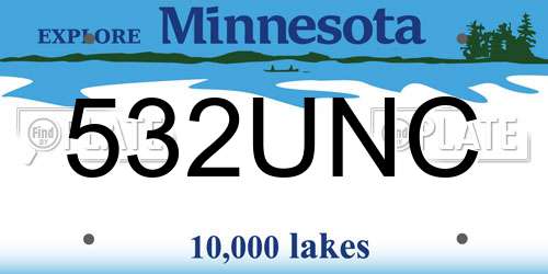 532UNC Minnesota License Plate