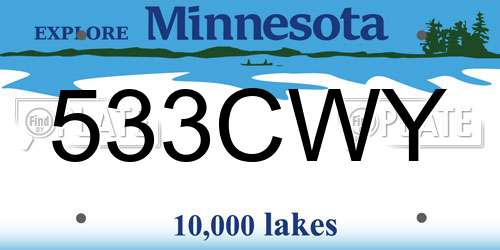 533CWY Minnesota License Plate