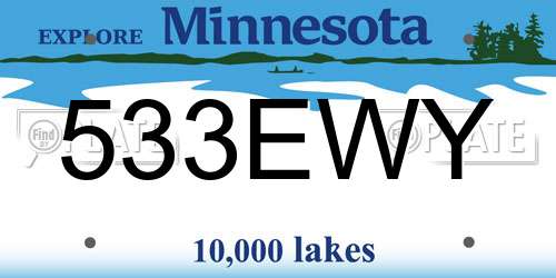 533EWY Minnesota License Plate