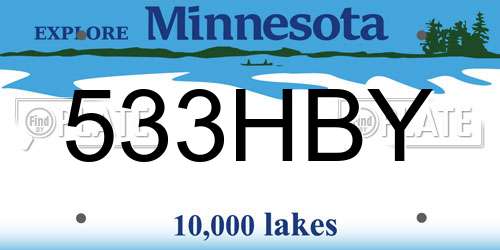 533HBY Minnesota License Plate