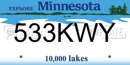 533KWY Minnesota License Plate