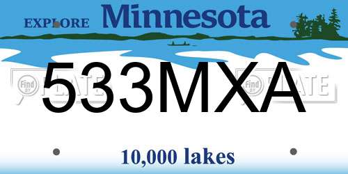533MXA Minnesota License Plate
