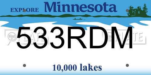 533RDM Minnesota License Plate