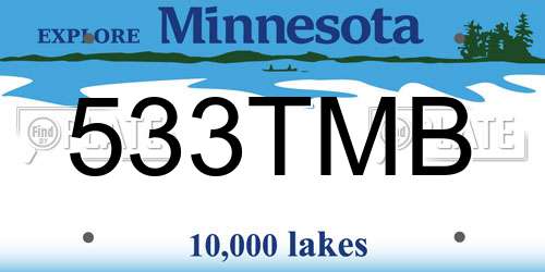 533TMB Minnesota License Plate
