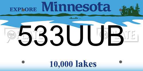 533UUB Minnesota License Plate