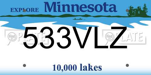 533VLZ Minnesota License Plate