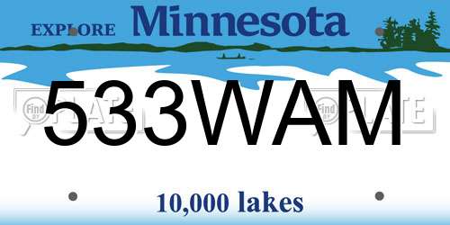 533WAM Minnesota License Plate