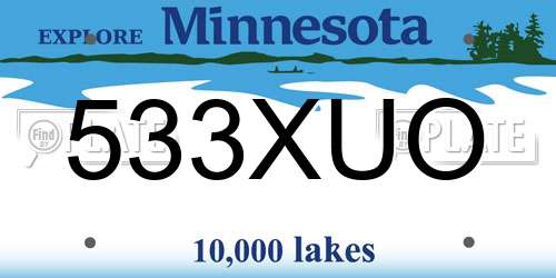 533XUO Minnesota License Plate
