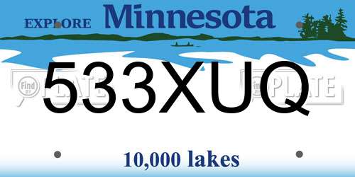 533XUQ Minnesota License Plate