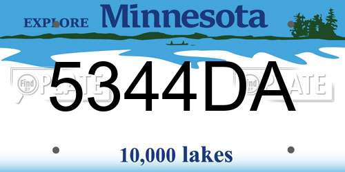 5344DA Minnesota License Plate