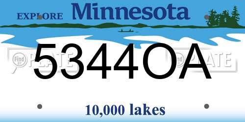 5344OA Minnesota License Plate