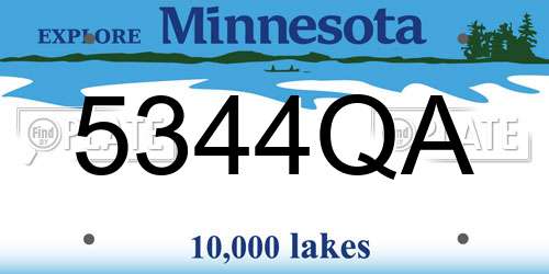 5344QA Minnesota License Plate