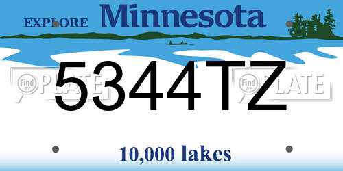 5344TZ Minnesota License Plate