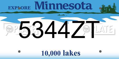 5344ZT Minnesota License Plate
