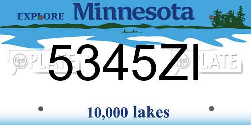 5345ZI Minnesota License Plate