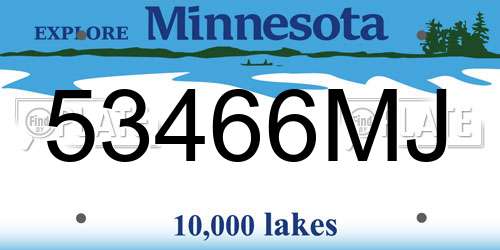 53466MJ Minnesota License Plate
