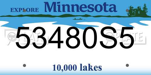 53480S5 Minnesota License Plate