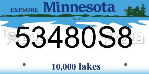 53480S8 Minnesota License Plate