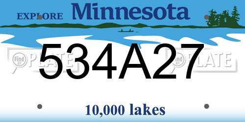 534A27 Minnesota License Plate