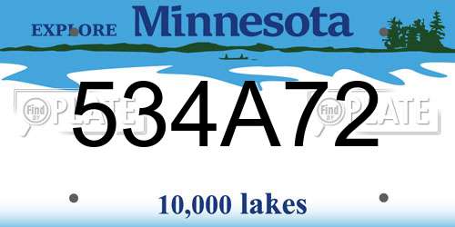 534A72 Minnesota License Plate
