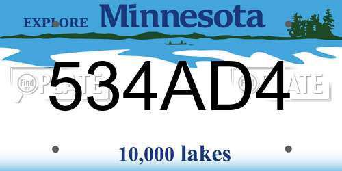 534AD4 Minnesota License Plate