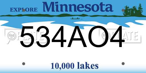 534AO4 Minnesota License Plate