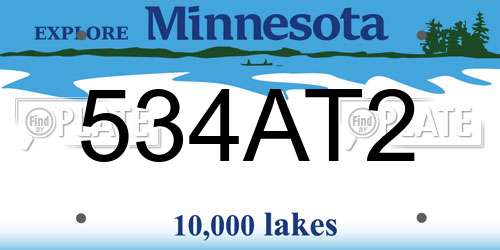 534AT2 Minnesota License Plate